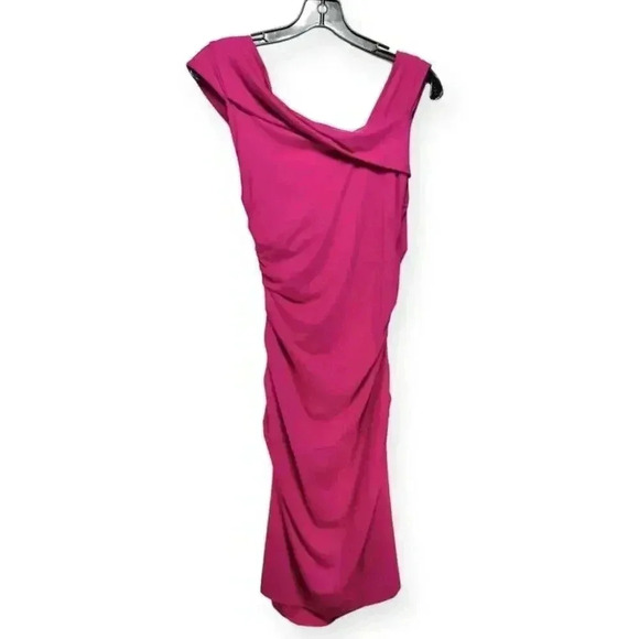 DVF Bentley Dress Jersey S 4 6 Ruched Bodycon Peony Midi Cocktail $285 Revolve - Picture 7 of 10
